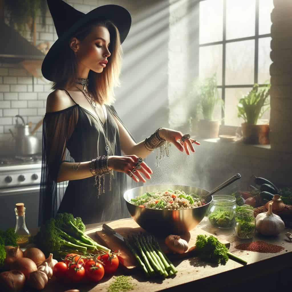 Making Spring Equinox Quinoa Salad