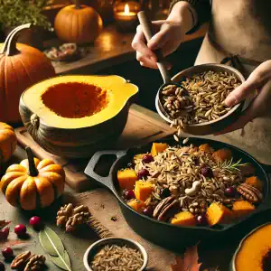 Making Stuffed Acorn Squash