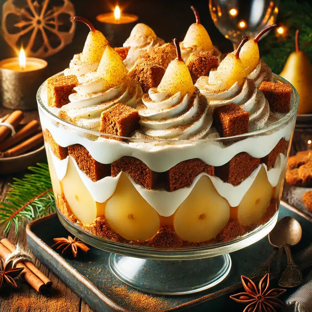 Spiced Gingerbread Pear Trifle
