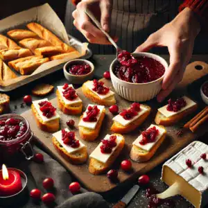 Spiced Cranberry and Brie Crostini