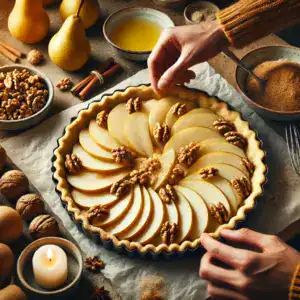 Spiced Pear and Walnut Tart