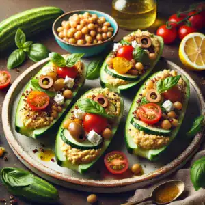 Cucumber and Hummus Boats