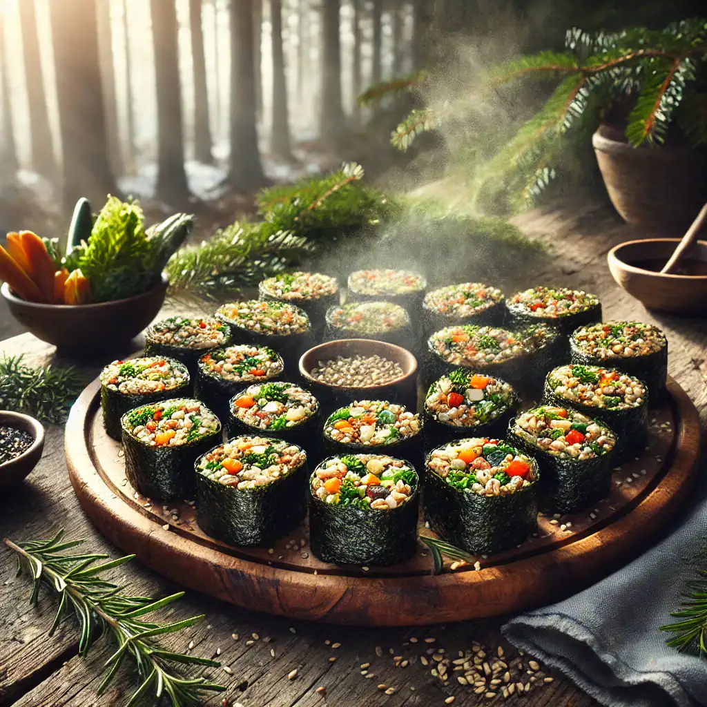 Seaweed-Wrapped Grain Pottage Bites